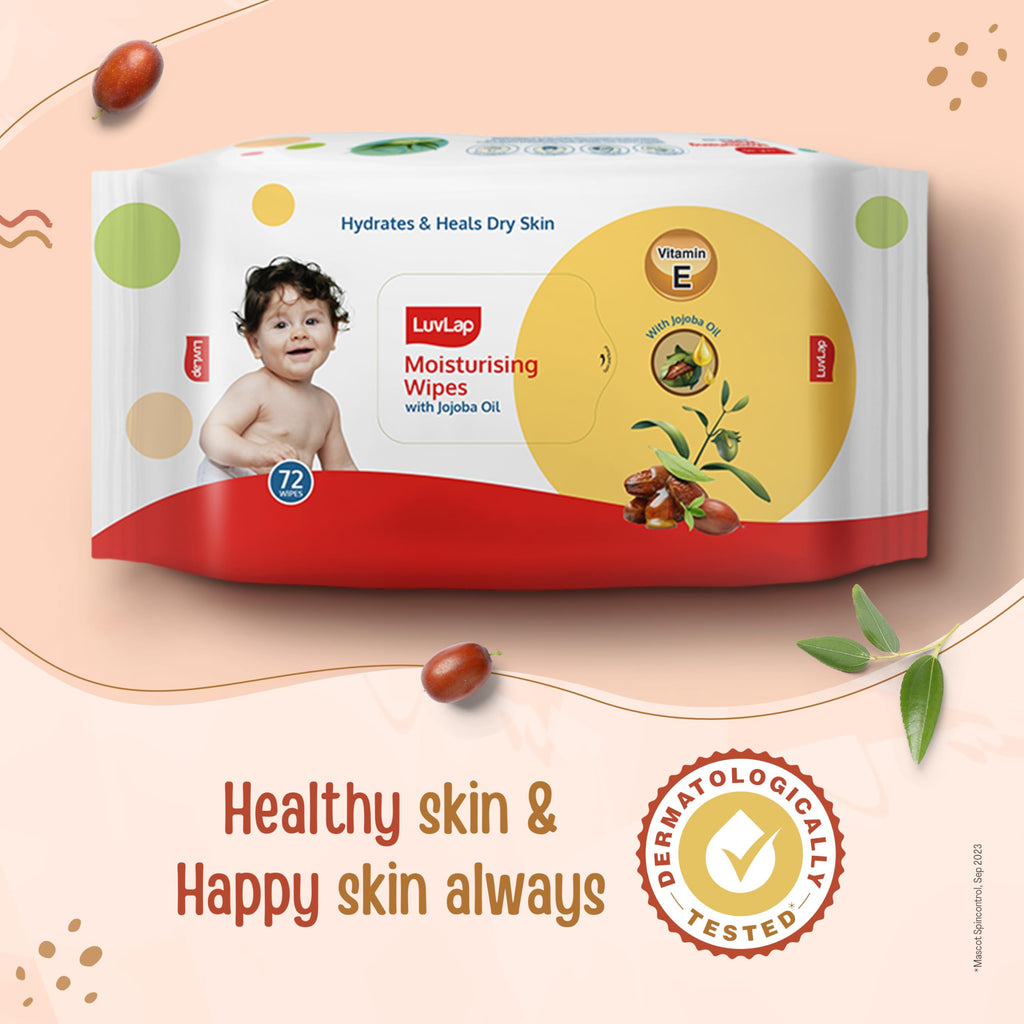 Luv Lap Baby Wipes with Jojoba Oil – Gentle Baby Cleaning Wipes