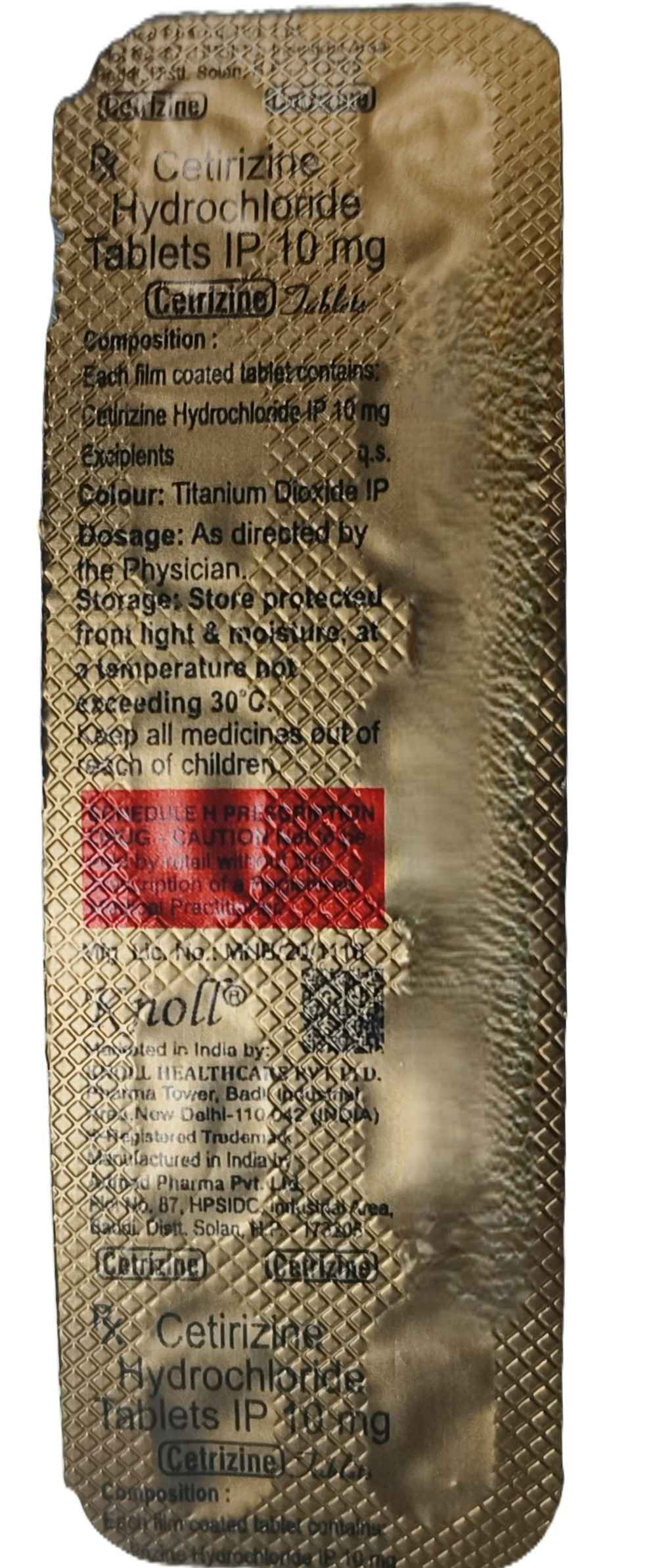 Cetrizine 10 mg Tablet – Cetirizine Hydrochloride for Allergy & Hay Fever Relief