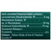 Montevac AXL Tablet – Montelukast 10 mg + Levocetirizine 5 mg + Ambroxol 75 mg for Allergy & Mucus Symptoms