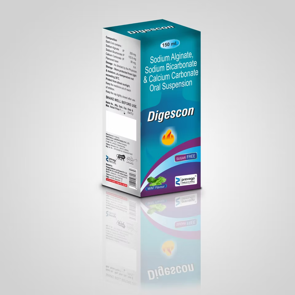 Digescon Syrup – Sodium Alginate, Sodium Bicarbonate & Calcium Carbonate for Acidity & Heartburn Relief