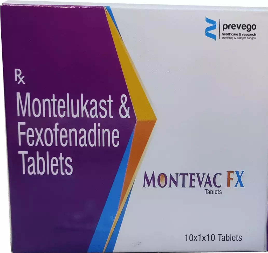 Montevac FX Tablet – Fexofenadine 120 mg + Montelukast 10 mg for Allergy Symptoms