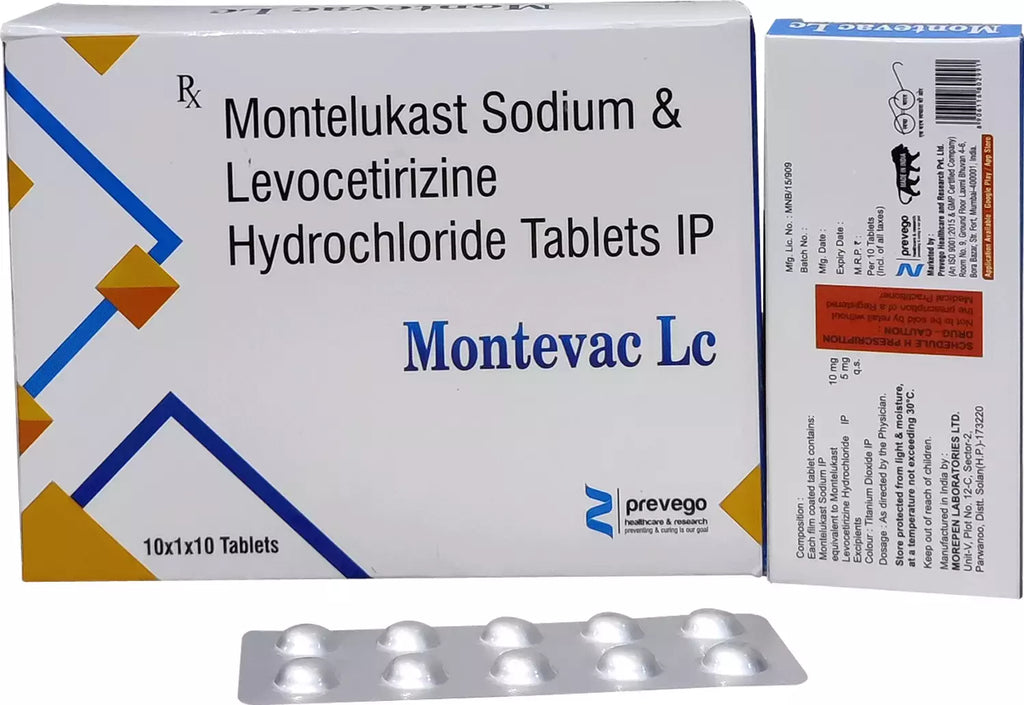Montevac LC Tablet | Levocetirizine 5 mg + Montelukast 10 mg for Allergy, Runny Nose & Sneezing
