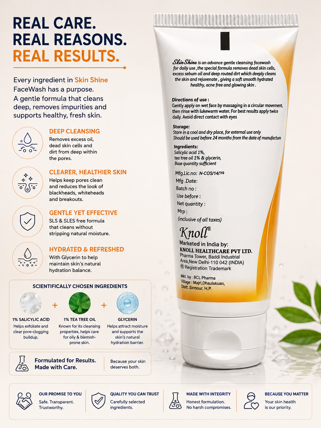 Skin Shine FaceWash 60ml | 1% Salicylic Acid for Oily & Acne-Prone Skin